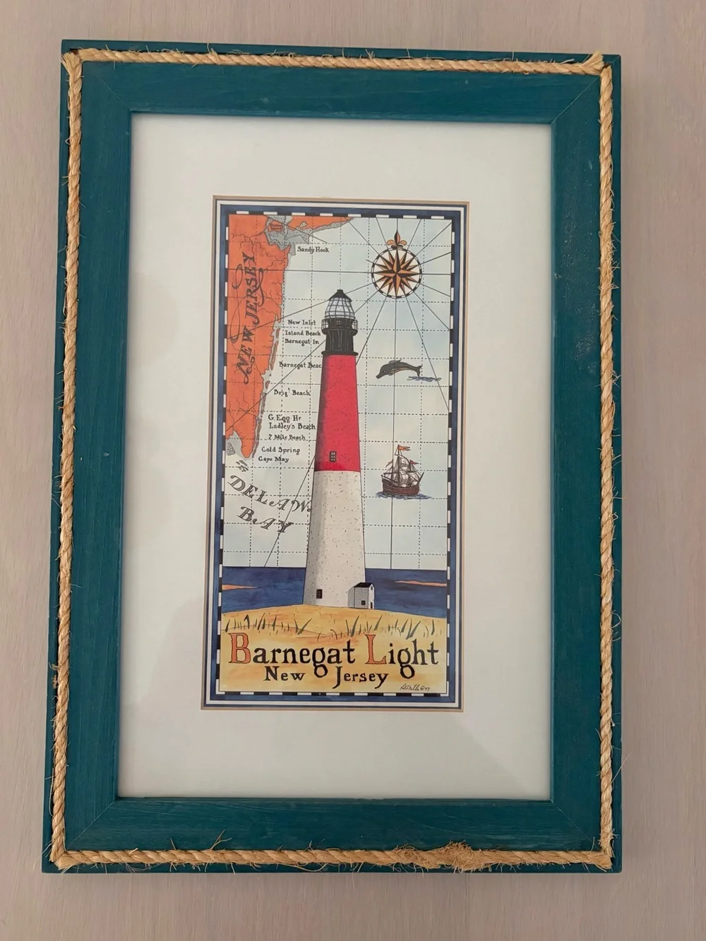 Pier 1  Miller's Lighthouses signed vintage nautical pictures framed in glass